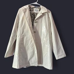 Jane Post Cream Raincoat with Leopard Lining – Women’s
