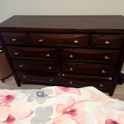 Queen Bed With Mat/box Spring  And Dresser