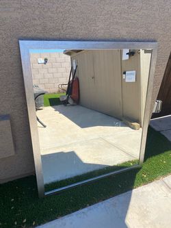 Large Wall Mirror with Silver Frame 48x42