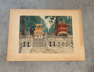 Japanese Woodblock Print by Eiichi Kotozuka "Yomeimon Gate in Summer" Nikko