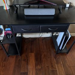 GIKPAL Gaming Desk with Drawers, 47 inch Computer Desk with Storage and Shelves,