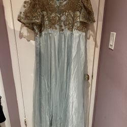 Beautiful baby blue with gold work dress size XL/XXL