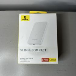 Baseus Magnetic Mini Wireless Fast Charge Power Bank 20W 5,000 mah (White)