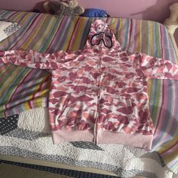 A Bathing Ape ABC Camo Shark Full Zip Hoodie in pink