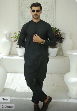Men's dark green Kurta Shalwar 2-Piece Set