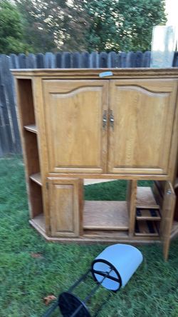 Oak Wood TV Armoire Entertainment Cabinet