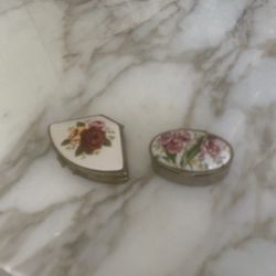 Pair Couple  Pill jewelry Trinket Boxes Hinged Lovely