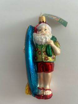 Surfing Santa Christmas Ornament