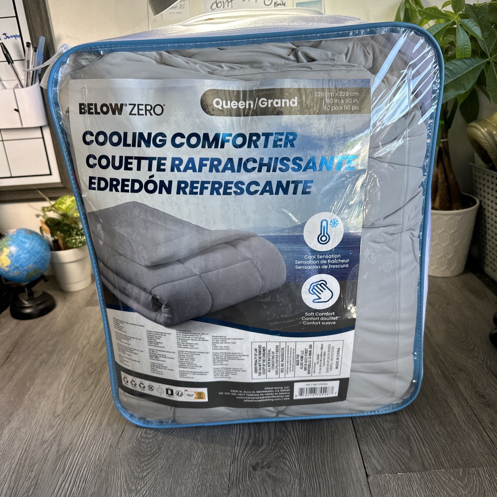 Allied Home Down Below Zero Cooling Comforter, Queen gray 90"X90"