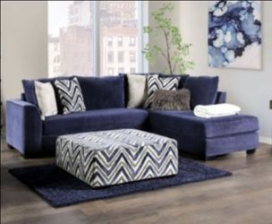 Brand New Navy Blue Super Plush Sectional Sofa (Ottoman Sold Separately)(Pillows Included)