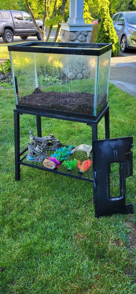 Fish Tank, stand and decorations