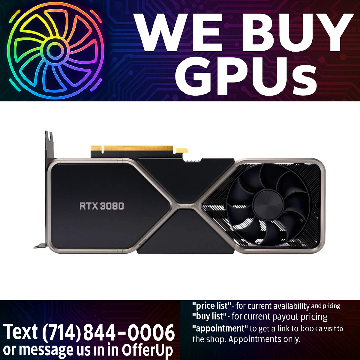 NVIDIA GeForce RTX 3080 Founders Edition - Professionally Refurbished - 3 Month Warranty - Local Business - Fixed Price