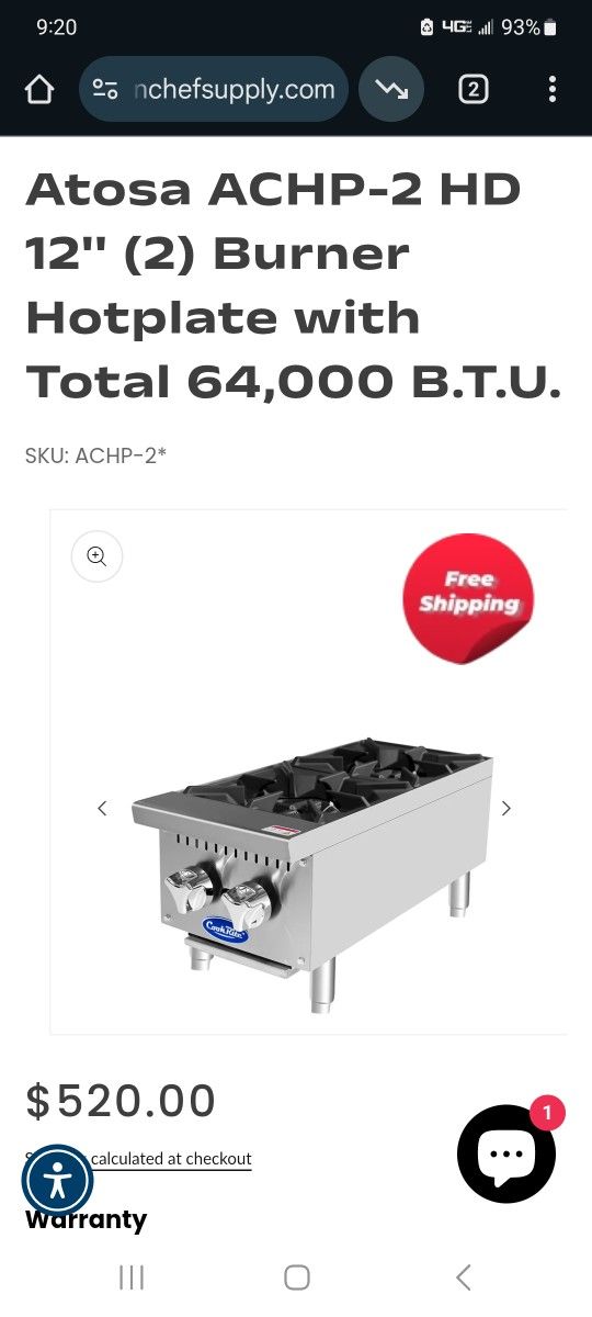 Atosa ACHP-2 HD
12" (2) Burner