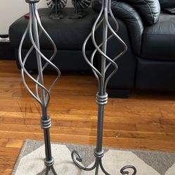 Two Silver Candle Holders 27” 