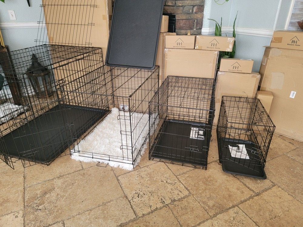 Brand New Dog Crates 2 Door Folding Pet Cages With Tray 24" Sm'md $40/ 30" M'l $50/ 36" L'xl$60/ 42" Xxl$80/ 48" $100 Xxxl Crate NEW IN BOX Jaulas