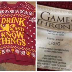 Game Of Thrones Ugly Christmas Sweater  Size Large