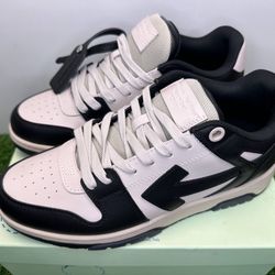 OFF WHITE OUT OF OFFICE CALF LEATHER PANDA BLACK NEW SNEAKERS SHOES SIZE 10 44 A5