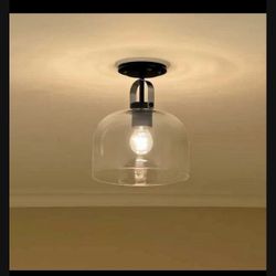 New Kichler 38275 Kaelix 10 in. 1-Light Semi Flush with Clear Glass in Black