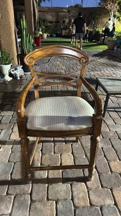 Wooden Armchair with Upholstered Seat
