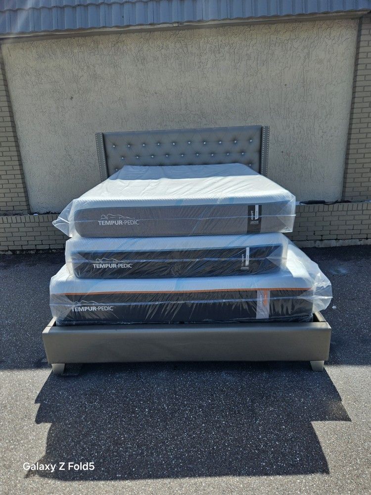 Brand New Queen Size Tempur-pedic Pro Adapt 2.0 Mattress And Box Spring In Plastic 