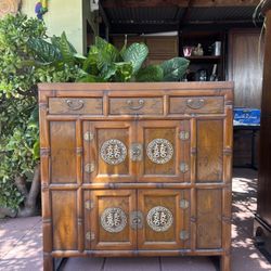 Chinese style wood cabinet with drawers and doors