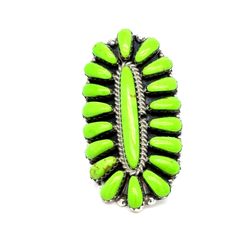 Signed DB Sterling Green Stones Ring