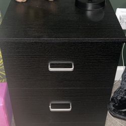Modern Two-Drawer Nightstand (Black Wood Finish)