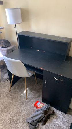 Solid wood, black desk