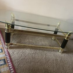 Italian Faux Tusk Brass & Glass Coffee Table