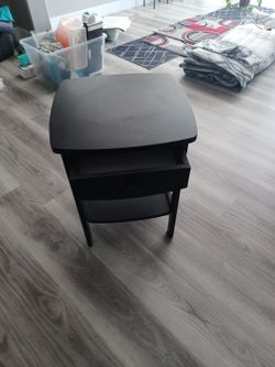 BLACK WOODEN NIGHTSTAND TABLE 22 inches height x 18 inches wide