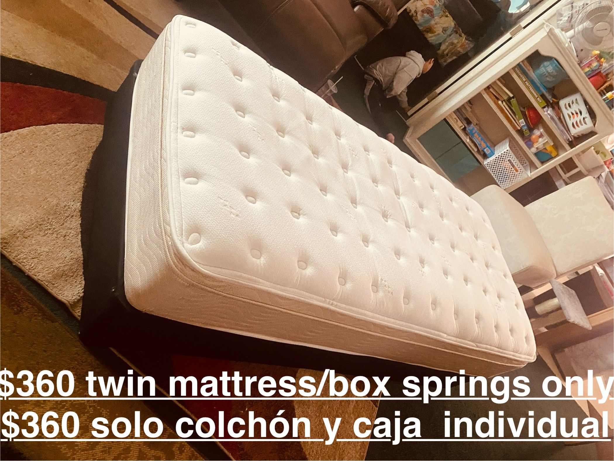 $280/$360–Twin mattresses and box springs (5 available) Metal frames are sold separately. ——(USED NOT NEW) for seriously interested people only messag