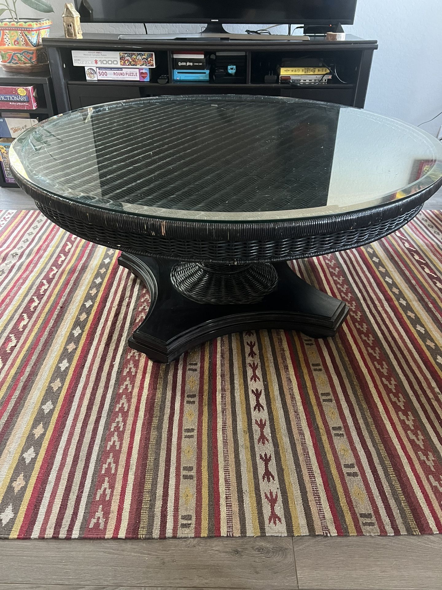 Glass & Wood Coffee Table 