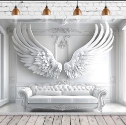 1pc Angelic White Feather Backdrop Banner for Various Festive Decorations