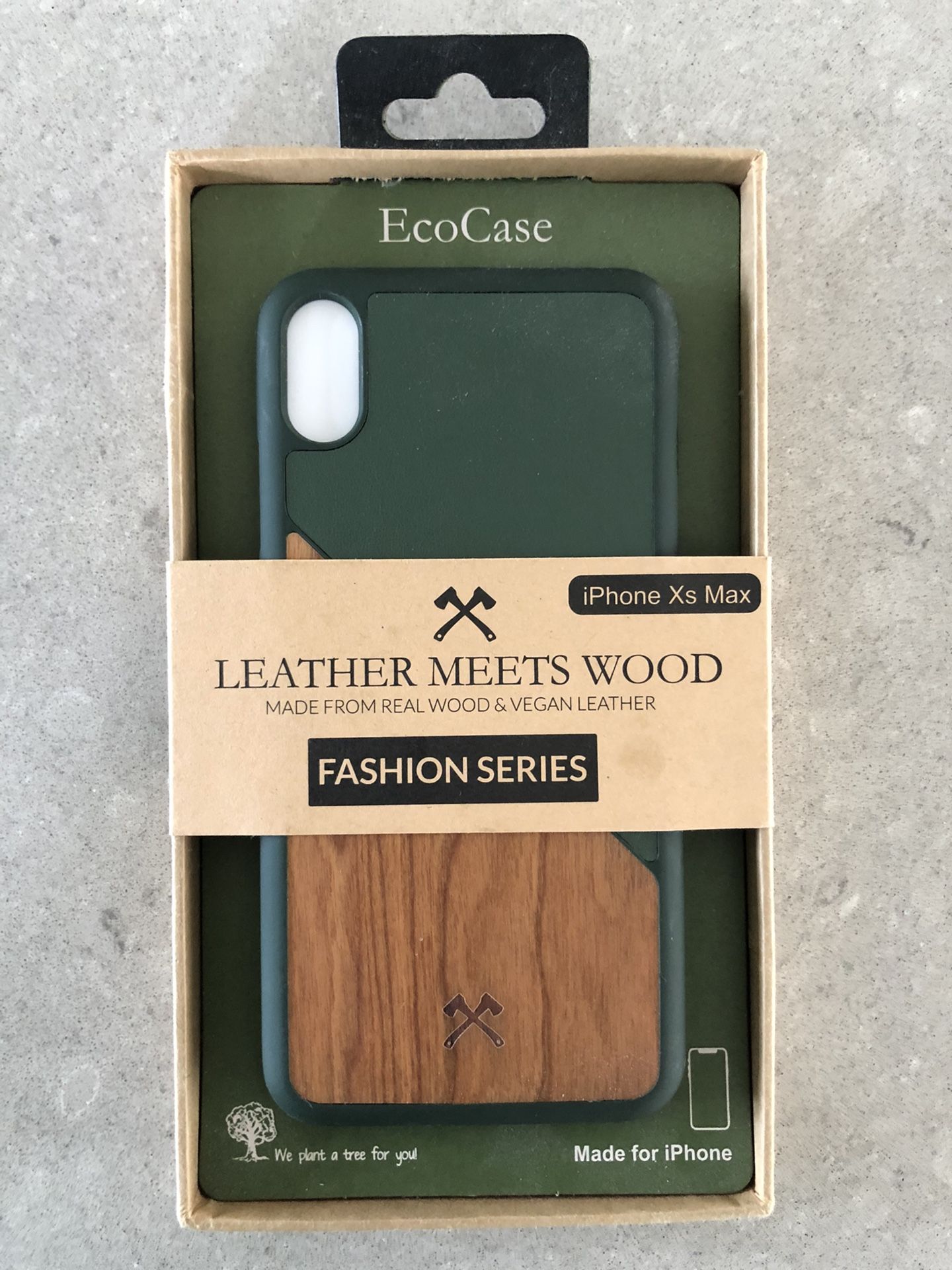 Woodcessories - Real Wood Case Compatible with iPhone Xs Max, EcoCase Split (Cherry/Green)
