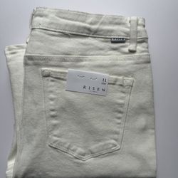 Risen Women's Cream Ankle & Cropped Jeans