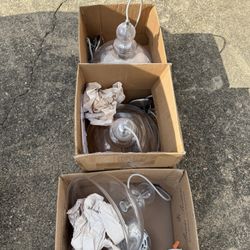 3 Clear Glass Drop Down Light Fixtures 