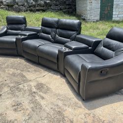 *FREE DELIVERY* Faux Leather Theater Recliner Set 