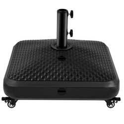 123lb Fillable Rolling Patio Umbrella Base Stand Water/ Sand-Filled Outdoor Base Stand for Outdoor Umbrella, Black