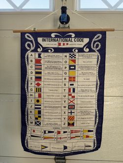 IRISH LINEN TEA TOWEL. NAUTICAL CODES & FLAGS