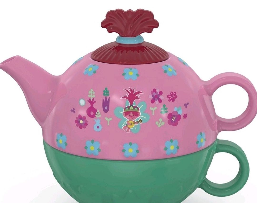 *NEW* POPPY-Trolls 2 2pc Stacking Ceramic Tea Set