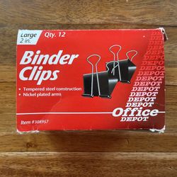 Office Depot Box Of 12 Two-inch Binder Clips New