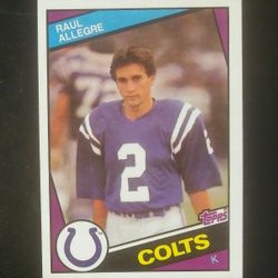 1984 Topps Raul Allegre Indianapolis Colts #11 Kicker Rookie RC Football Card Collectible Vintage Sports NFL Trading Pro Professional