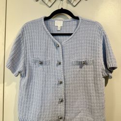H&M Light Blue Knit Cardigan – Size XL