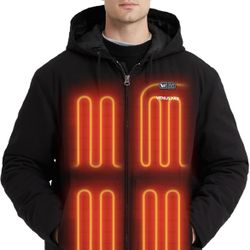 Venustas 12V Men's Dual-Control Heated Canvas Jacket with Battery, Winter Heated Hoodie 3XL