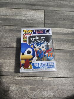 Signed Funko Pop Ring Scatter Sonic The Hedgehog 918 Roger Craig Smith New