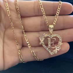 Heart Necklace Letter E Letra E 