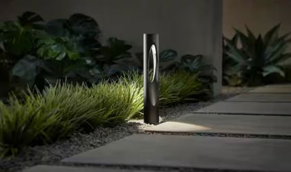 Hampton Bay Trinity Hill 100 Lumen Low Voltage Matte Black Integrated LED Contemporary Outdoor Bollard Path Light