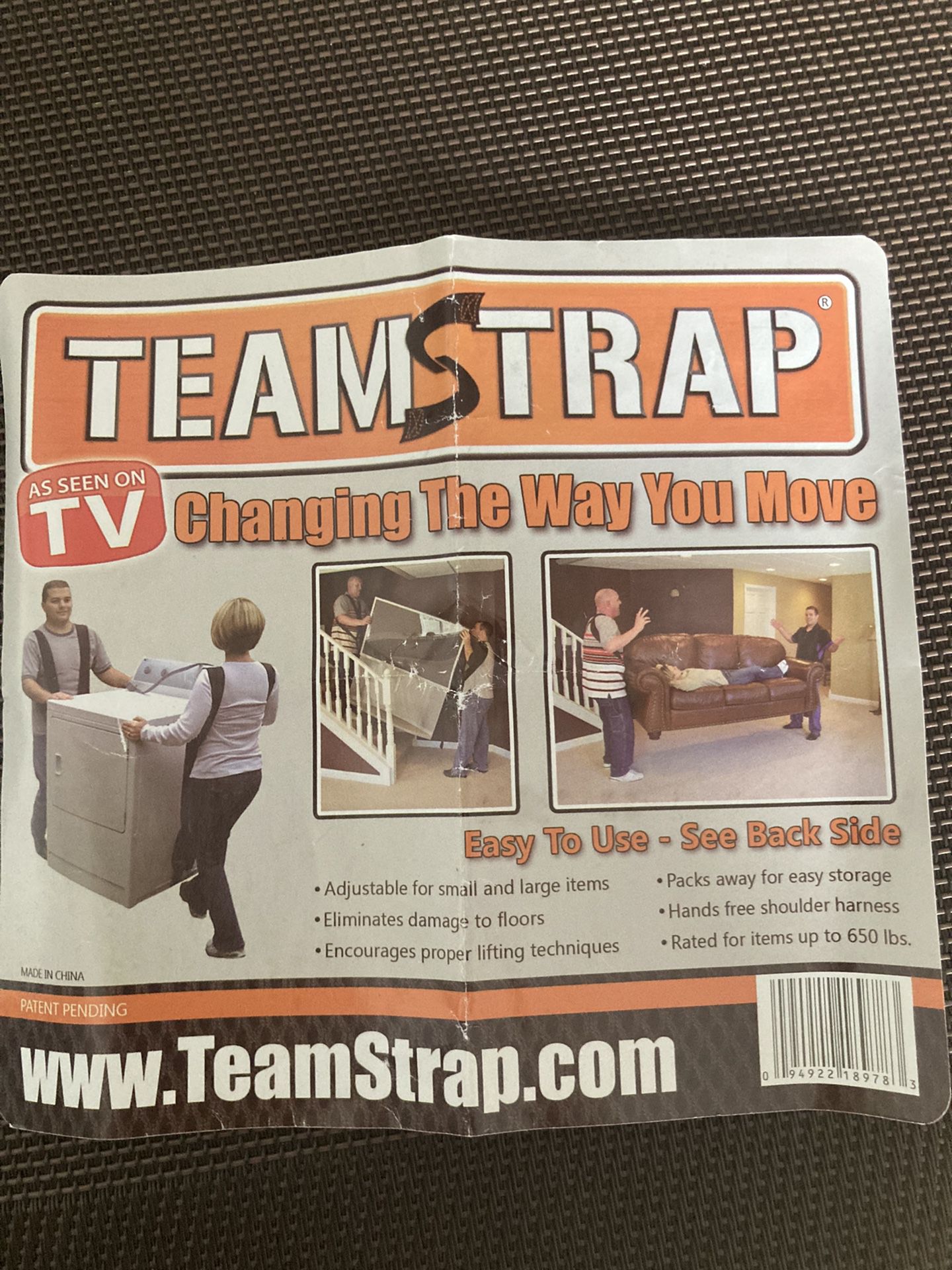 TeamStrap For Moving Furniture /Appliances 