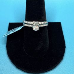 # 72- Moissanite Wedding Ring Set - 1.36 Carats Total Size 9