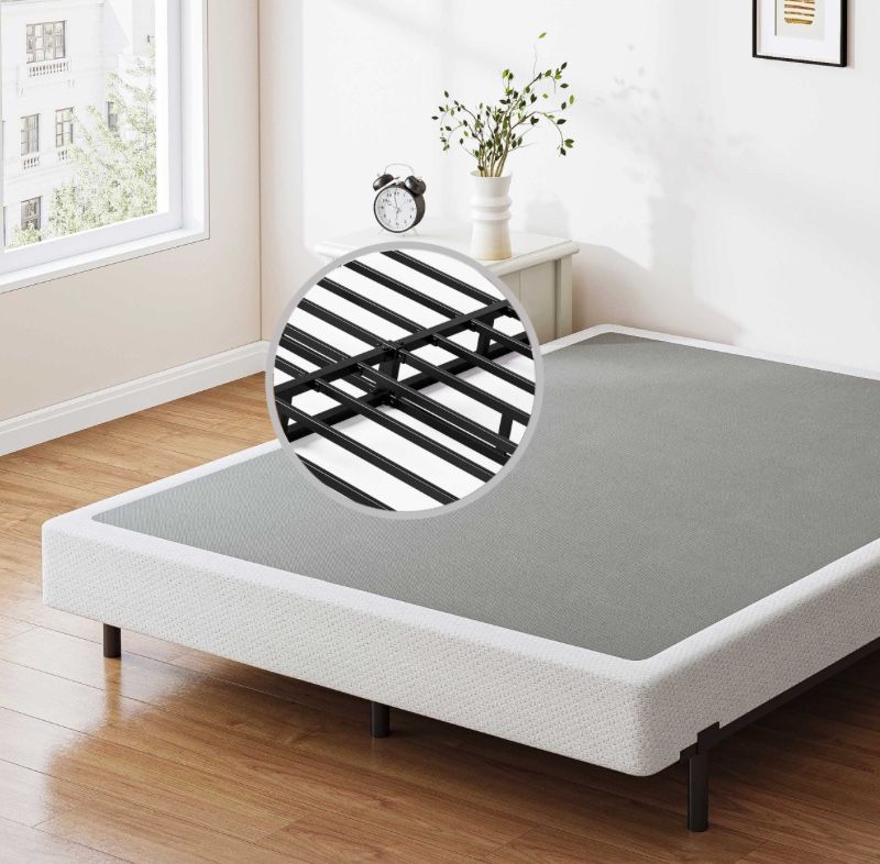 Daqutic Box Spring Queen 9 Inch Metal Box-Spring Only, Mattress Foundation, Heavy Duty Structure with Fabric Cover, Noise Free, Non-Slip, Easy Assembl